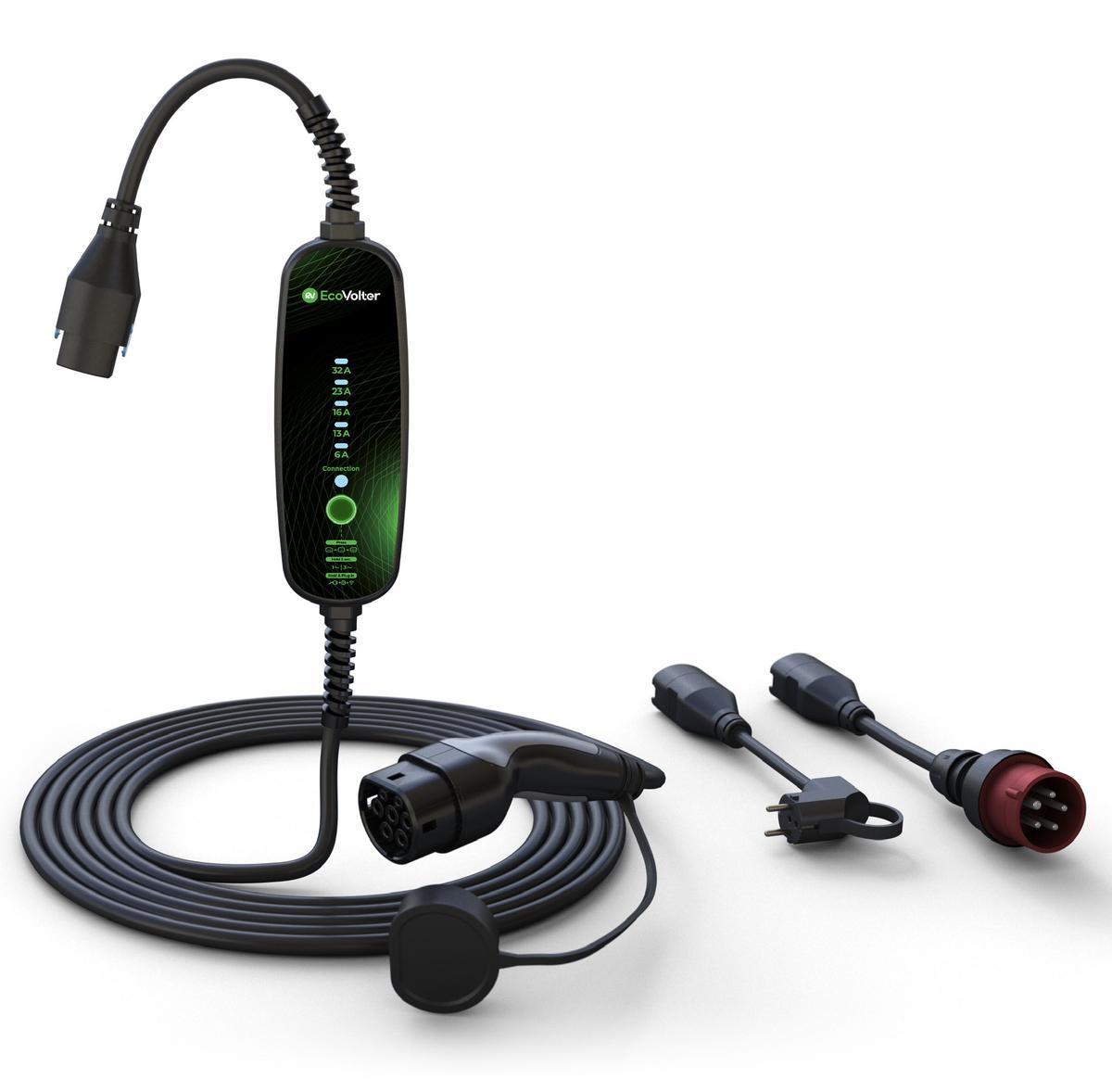 Mobilní nabíjecí stanice EcoVolter PRO II - 6,5 m (Offline) + adaptéry CEE 5P/16 A, CEE 5P/32 A, schuko 230 V