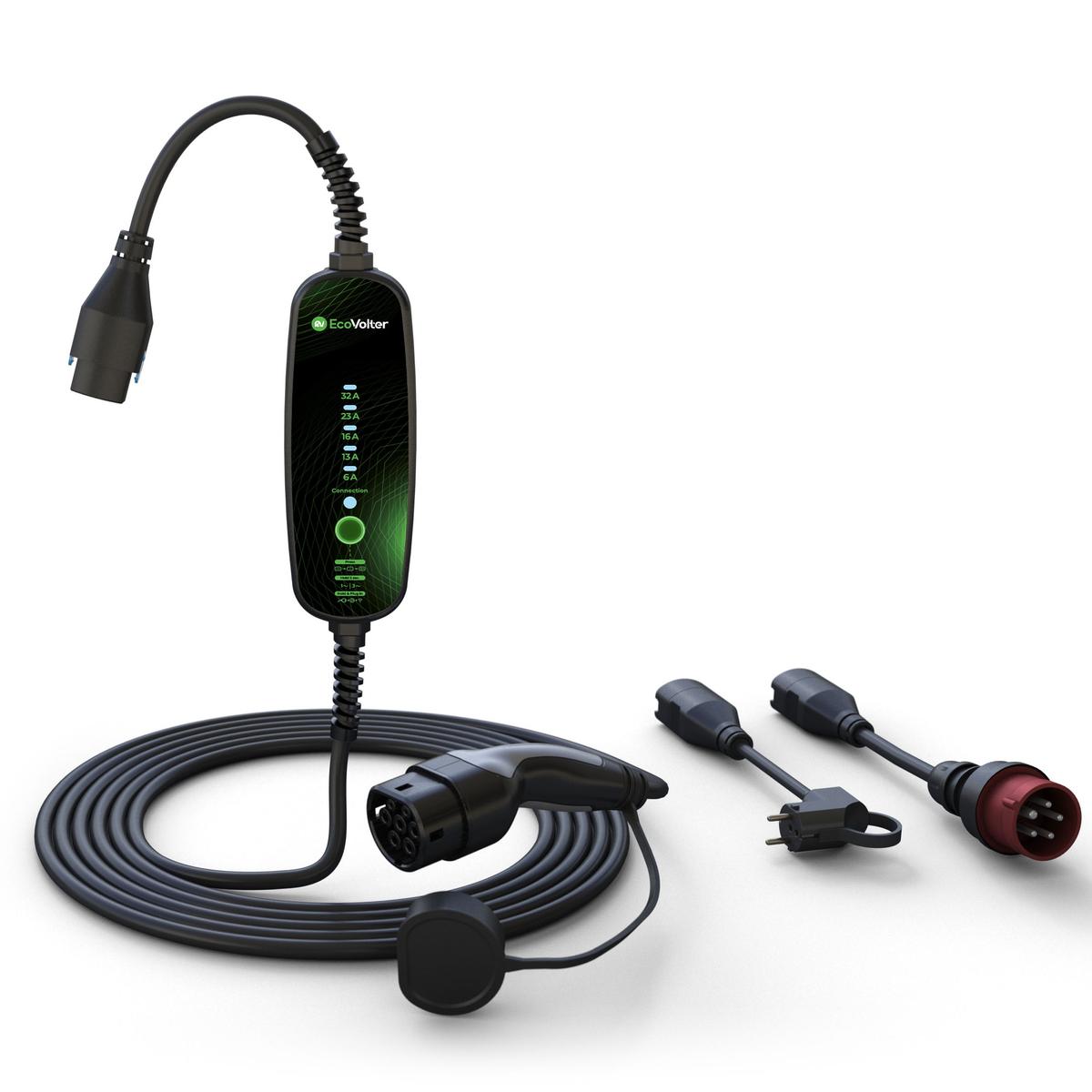 Mobilní nabíjecí stanice EcoVolter PRO II - 6,5 m (Wi-Fi) + adaptéry CEE 5P/16 A, CEE 5P/32 A, schuko 230 V