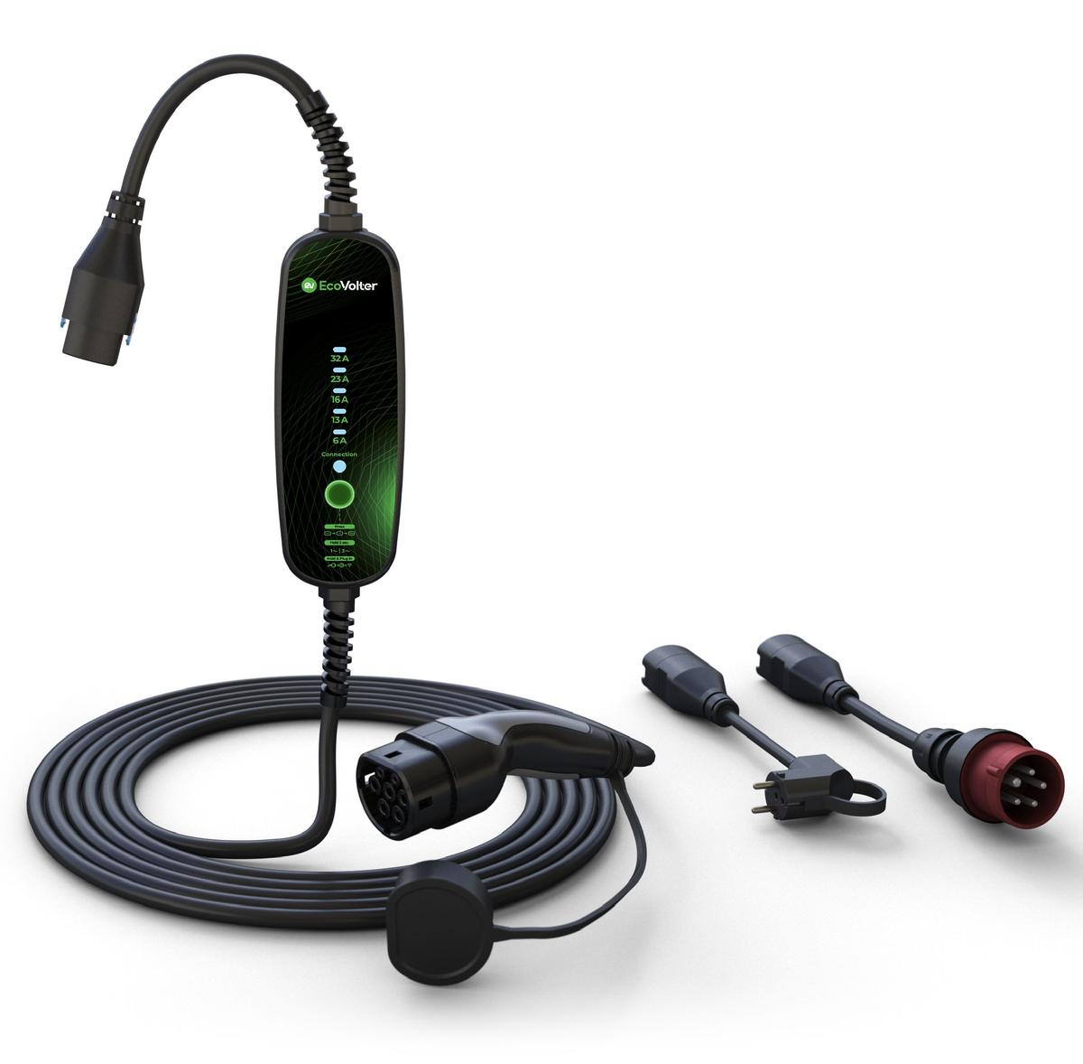 Mobilní nabíjecí stanice EcoVolter PRO II - 10 m (Wi-Fi) + adaptéry CEE 5P/16 A, CEE 5P/32 A, schuko 230 V